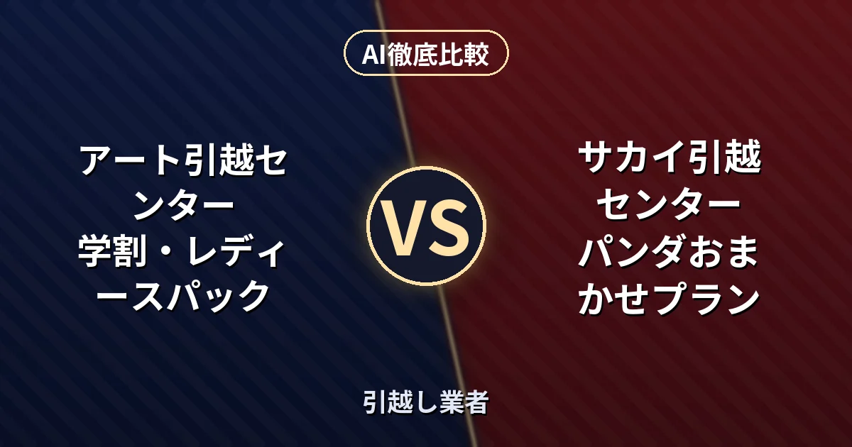 アート引越センター 学割・レディースパック vs サカイ引越センター パンダおまかせプラン|引越し業者 AI徹底比較