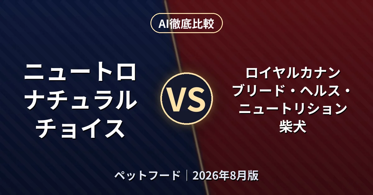 ニュートロ ナチュラル チョイス vs ロイヤルカナン ブリード・ヘルス・ニュートリション 柴犬|ペットフードAI徹底比較